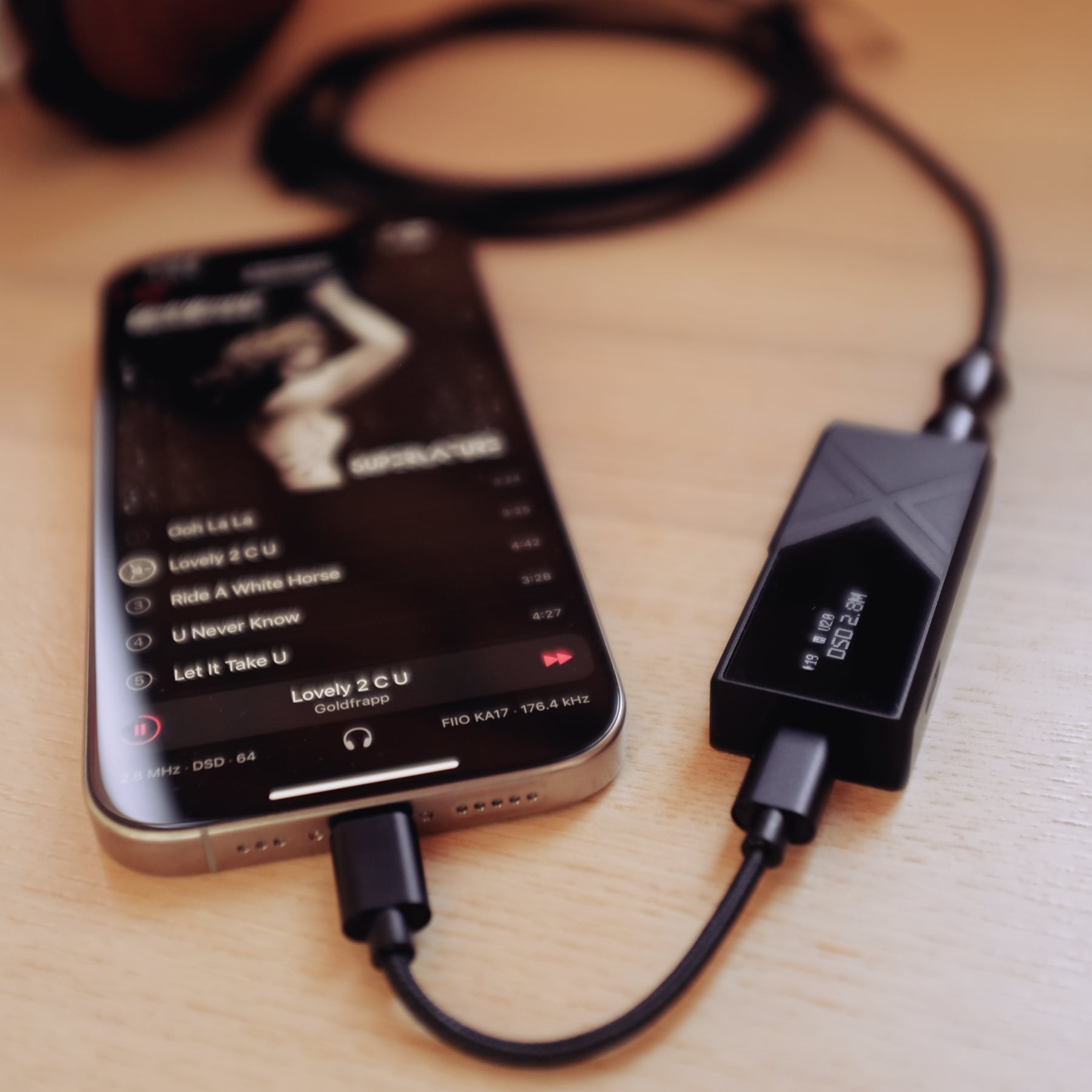 iPhone 16 Pro running Pentaton 1.3 with USB DAC